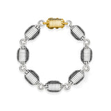 Elephant Hair Link Bracelet Mens with Gold in Silver