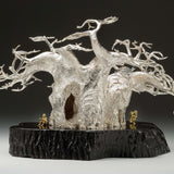 The Baobab Tree in Sterling Silver on Zimbabwean Blackwood base with 18ct Gold Bushmen