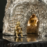 The Baobab Tree in Sterling Silver on Zimbabwean Blackwood base with 18ct Gold Bushmen