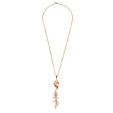 Seahorse Necklace in 18ct Gold with a cluster of Pearls