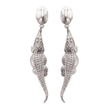 Croc Hornback Dangle Earrings in Sterling Silver