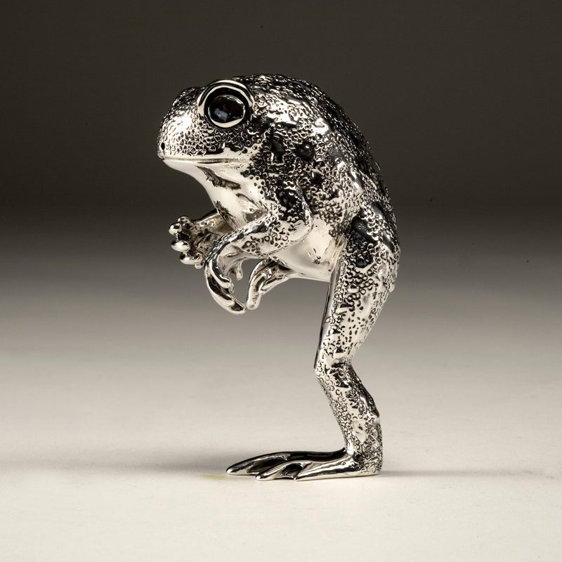 Toad Standing Sculpture in Sterling Silver - Medium