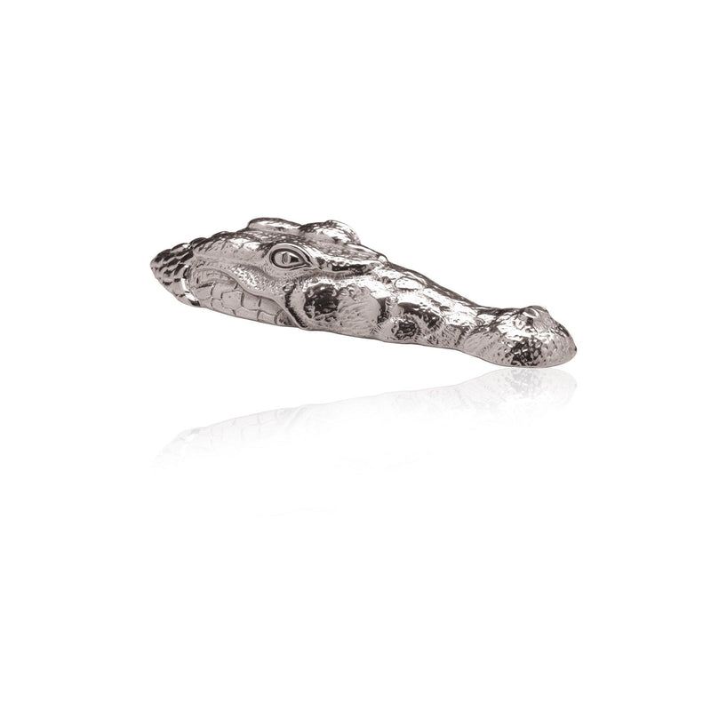 Crocodile Head Paperweight in Sterling Silver