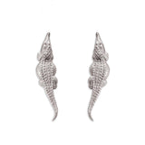 Crocodile Stud Earrings in Sterling Silver - Large
