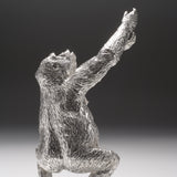 Gorilla Female Reaching (Margo) Sculpture in Sterling Silver