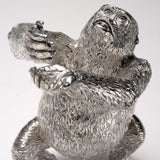 Gorilla Female Reaching (Margo) Sculpture in Sterling Silver