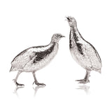Francolin Pair Sculptures in Sterling Silver