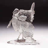 Wild Turkey Pair Sculptures in Sterling Silver