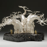 The Baobab Tree in Sterling Silver on Zimbabwean Blackwood base with 18ct Gold Bushmen