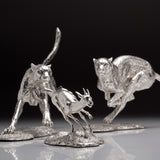 The Hunting Cheetah & Gazelle Sculptures in Sterling Silver