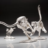 The Hunting Cheetah & Gazelle Sculptures in Sterling Silver
