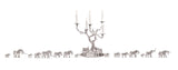Tree of Lights Candelabra & Elephant Herd Sculptures in Sterling Silver