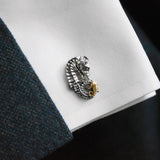 Papa Seahorse Cufflinks in Silver & Gold