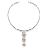 Sea Urchin Graduated Pendant Pearl in Sterling Silver with 18ct Gold and Wire Choker in Sterling Silver