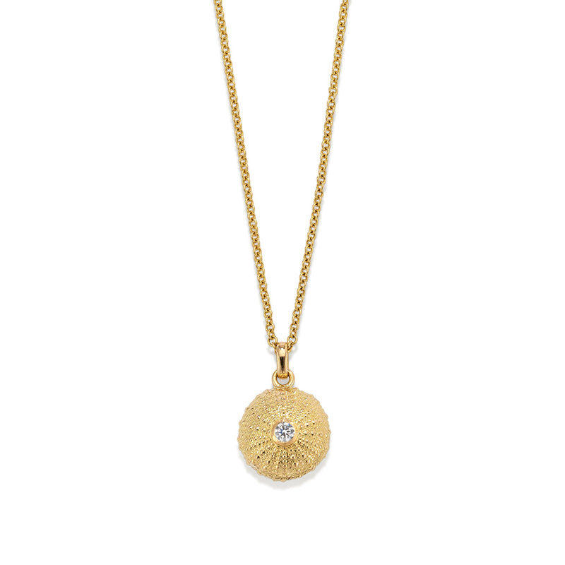 Sea Urchin Pendant & Chain in 18ct Gold with Diamond
