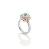 Sea Urchin Starfish Ring Chrysoprase in Sterling Silver and 18ct Gold