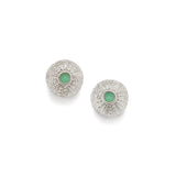 Sea Urchin Stud Earrings Chrysoprase in Sterling Silver