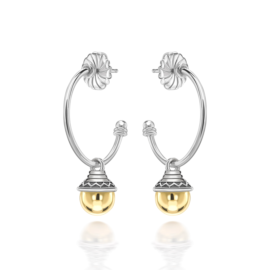 Nada Hoop Earrings - Gold Bead in Silver by Patrick Mavros