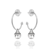 Nada Hoop Earrings - Silver Bead in Silver by Patrick Mavros