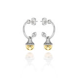 Nada Hoop Earrings - Gold Bead in Silver - Small by Patrick Mavros