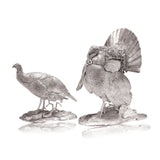 Wild Turkey Pair Sculptures in Sterling Silver