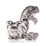 Toad Sitting Sculpture in Sterling Silver - Medium and Toad Baby Sitting Sculpture in Sterling Silver and Toad Standing Sculpture in Sterling Silver