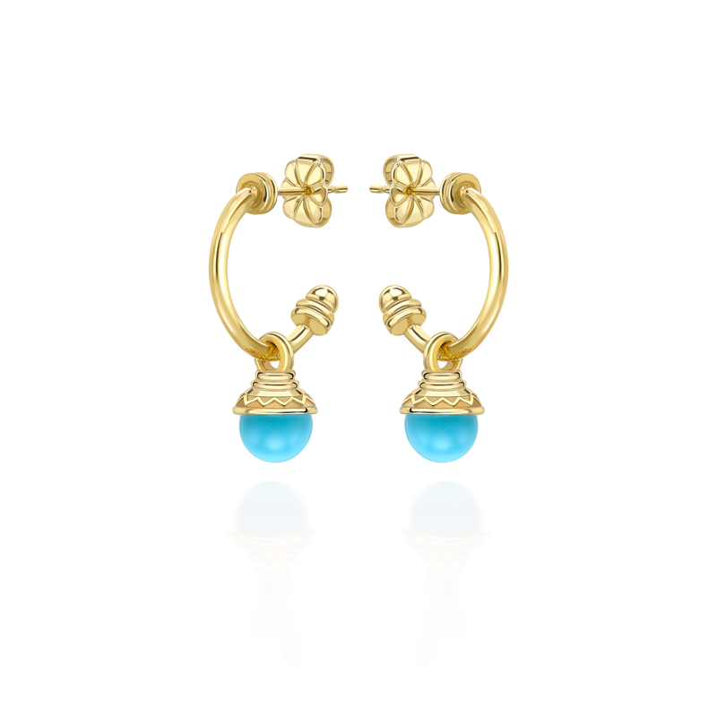 Nada Hoop Earrings - Turquoise in 18ct Gold - Small by Patrick Mavros