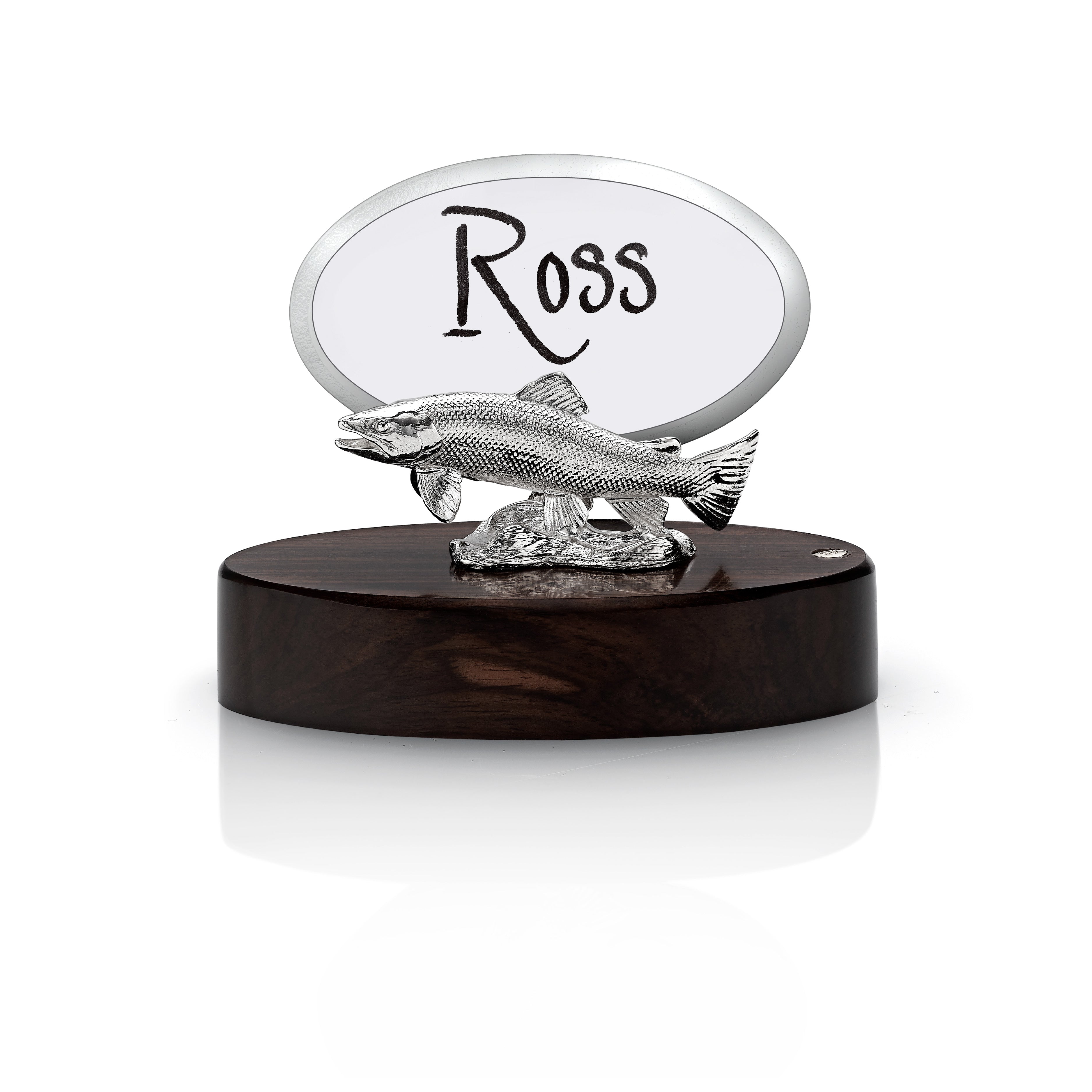 Brown Trout Place Card Holder in Silver