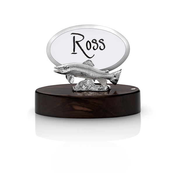 Brown Trout Place Card Holder in Silver