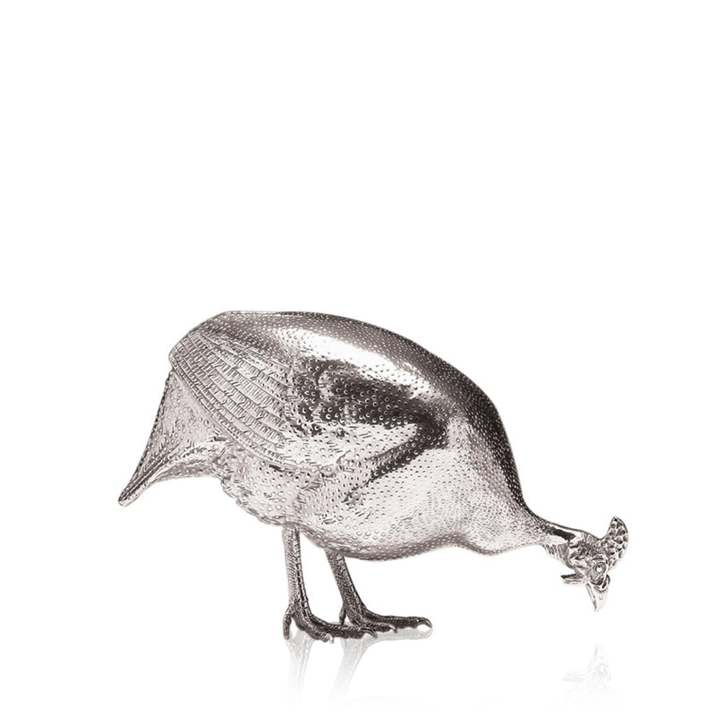 Guinea Fowl Pecking in Silver - Large