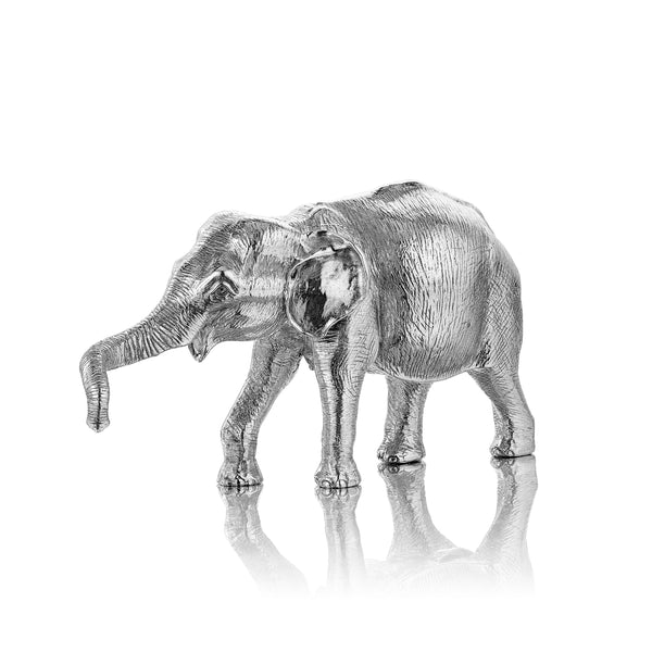 Indian Elephant Cow Sculpture in Silver