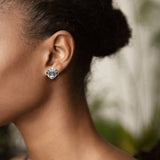 Monkey Garnet Eyes Earrings in Silver
