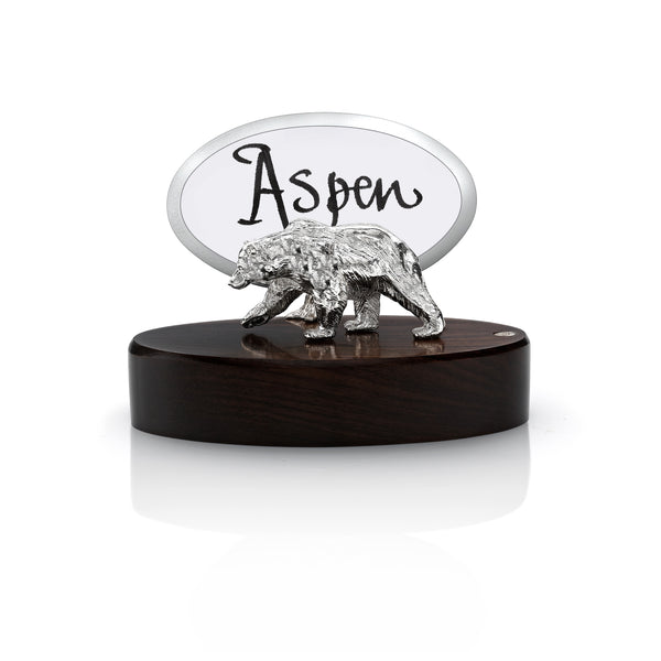 Grizzly Bear Place Card Holder in Silver