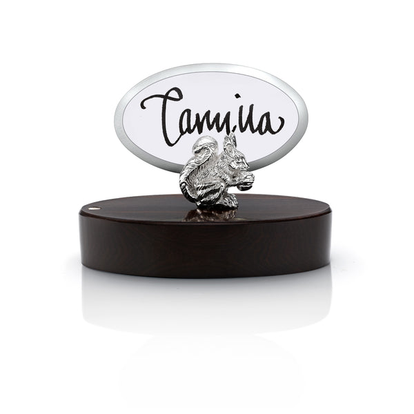 Red Squirrel Place Card Holder in Silver