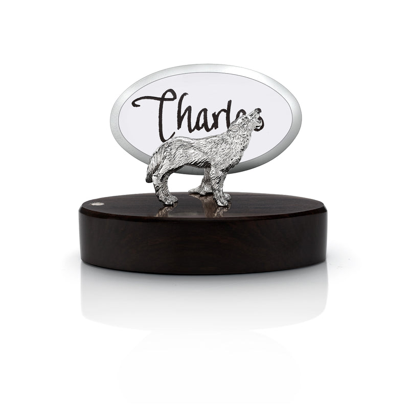 Wolf Place Card Holder in Silver