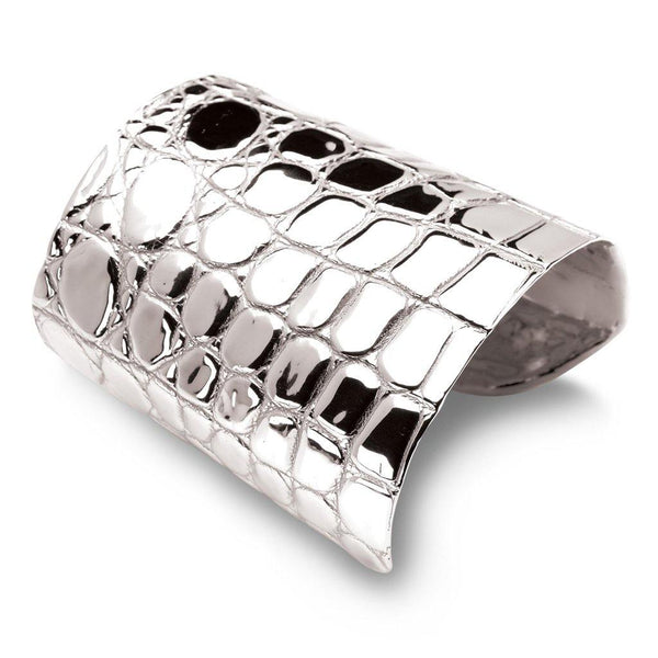 Croc Belly Cuff in Sterling Silver