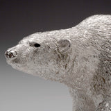 Polar Bear Walking Sculpture in Sterling Silver - Large
