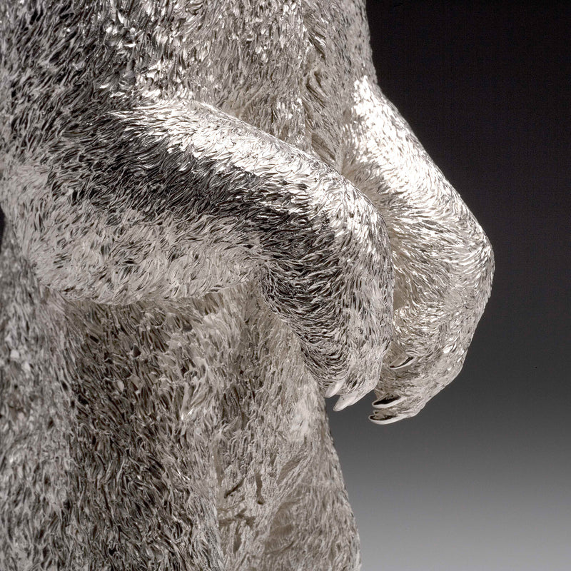 Polar Bear Standing Sculpture in Sterling Silver - Large