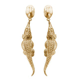 Croc Hornback Dangle Earrings in 18ct Gold