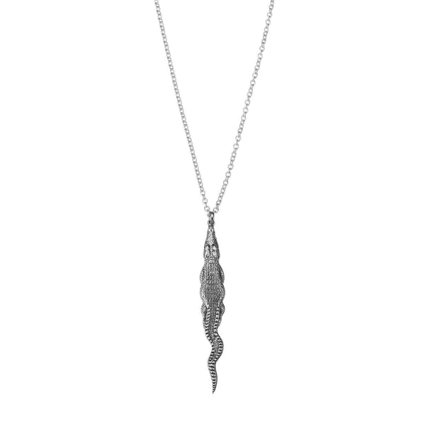 Crocodile Pendant & Chain in Sterling Silver