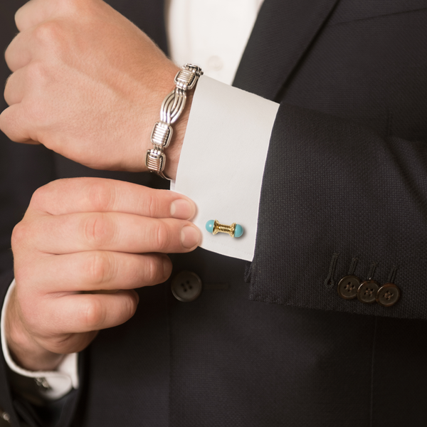 Nada Cufflinks - Turquoise in 18ct Gold by Patrick Mavros