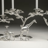 Fari Tree (Acacia) Candle Holder III in Sterling Silver and Giraffe Walking Sculpture in Sterling Silver