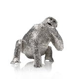 Gorilla Female Eating Sculpture in Sterling Silver