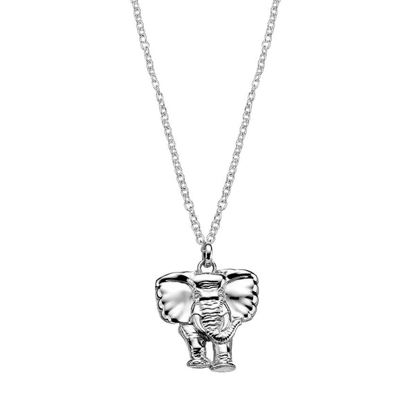 Elephant Front/Back Pendant with Chain in Sterling Silver