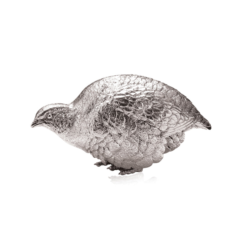 Grey Partridge No.5 Sculpture in Sterling Silver - Small