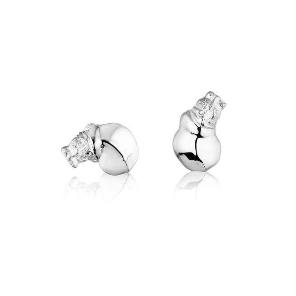 Hippo Stud Earrings in Silver
