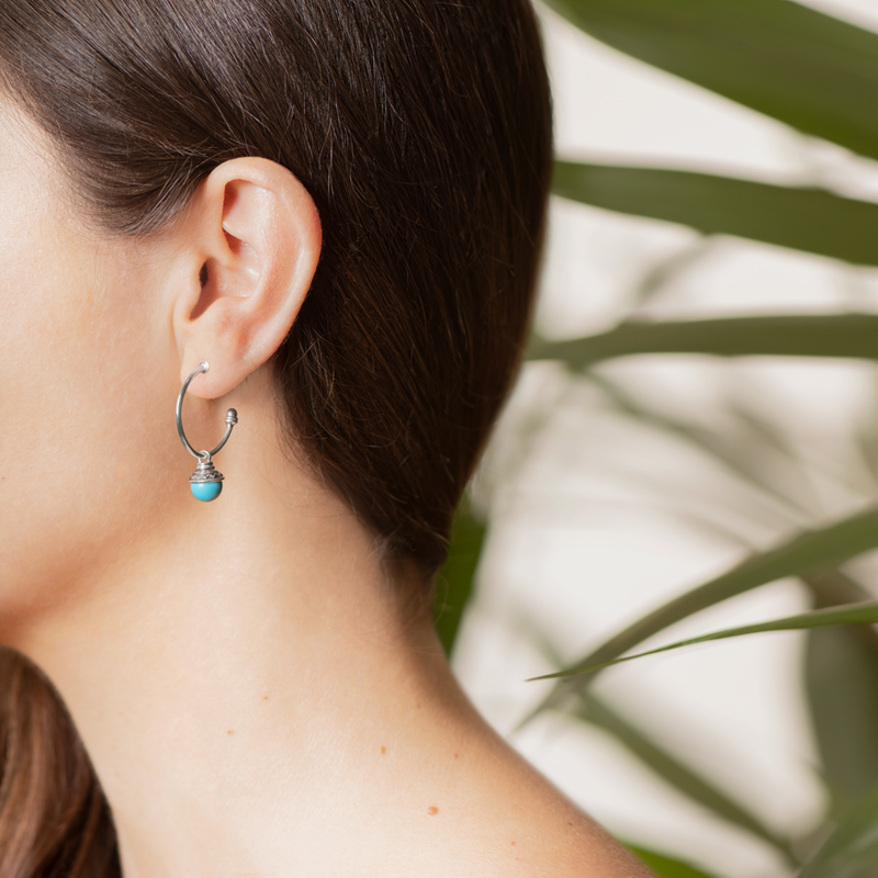 Silver and sales turquoise hoop earrings