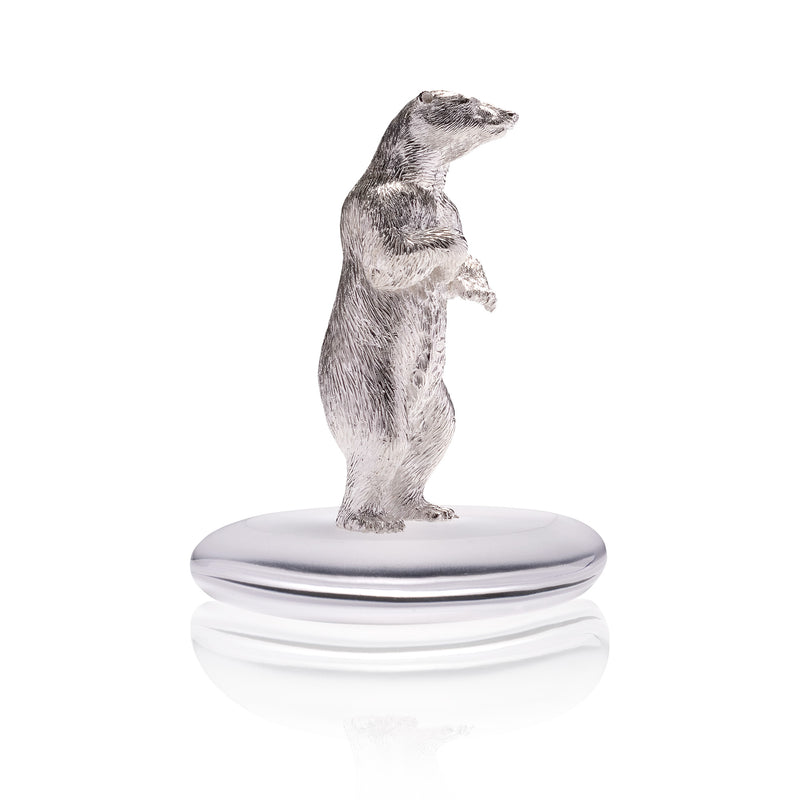 Polar Bear Standing Sculpture in Sterling Silver - Small 