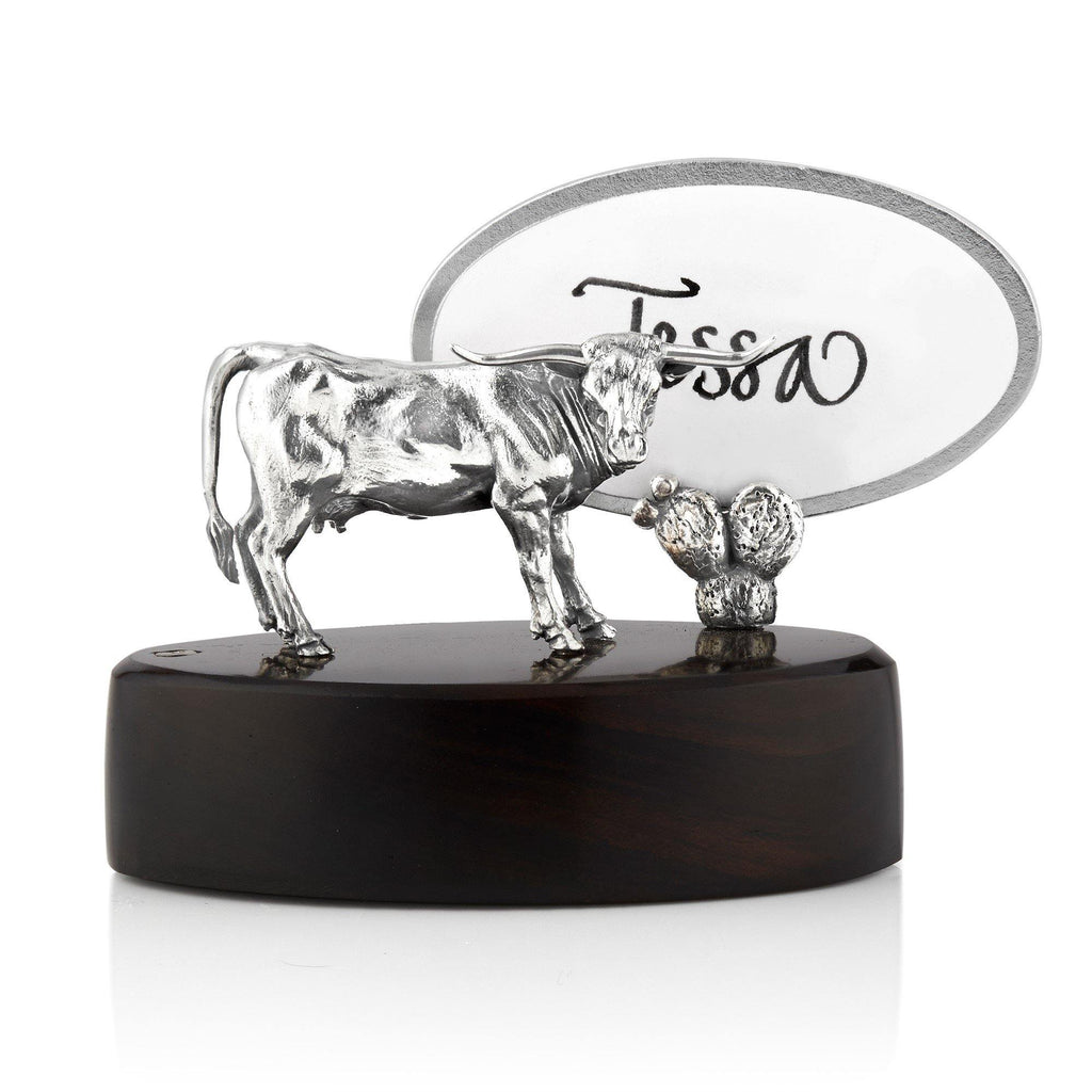 Texas Longhorn Cow Place Card Holder by Patrick Mavros