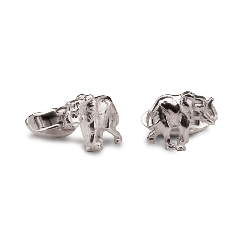 Lucky Elephant Cufflinks in Sterling Silver